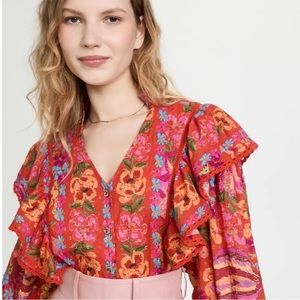NEW Farm Rio Red Spring Bananas Blouse Size S